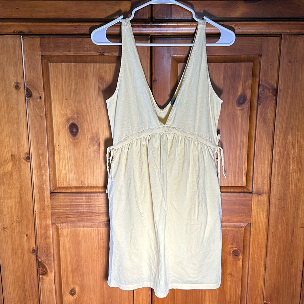 wild fable Pale Yellow V-Neck Mini Dress